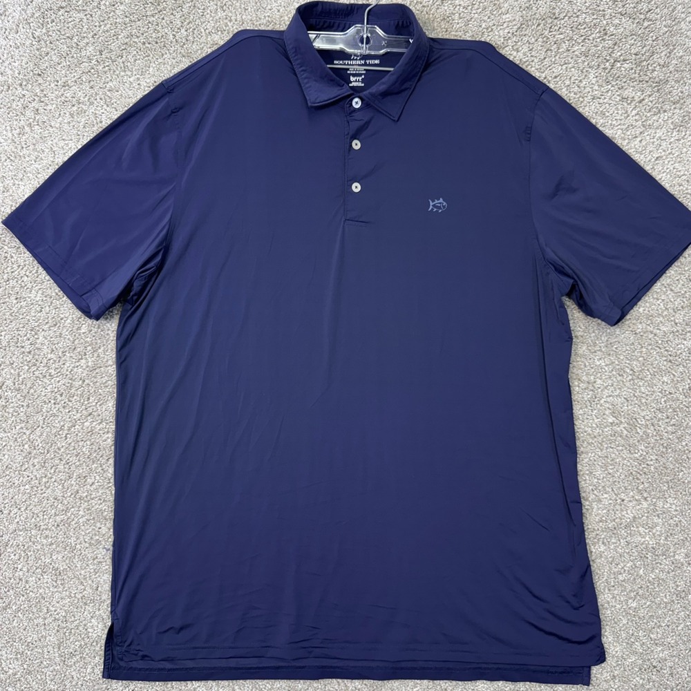 Southern Tide Polo Men XL brrr Performance Navy Blue Short Sleeve EUC